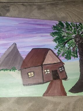 Hand-Painted Brown Cottage Canvas Wall Art - E and T Paintings